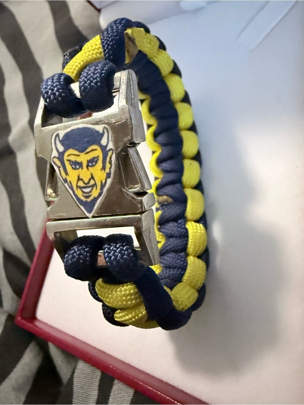 Michigan Wolverines themed paracord survival bracelet
